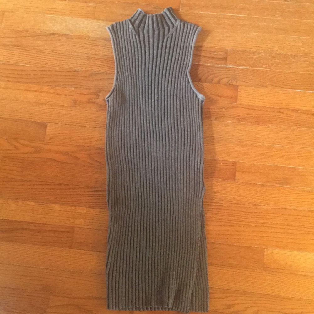 Mock Neck Sleeveless Sweater Dress with Slit